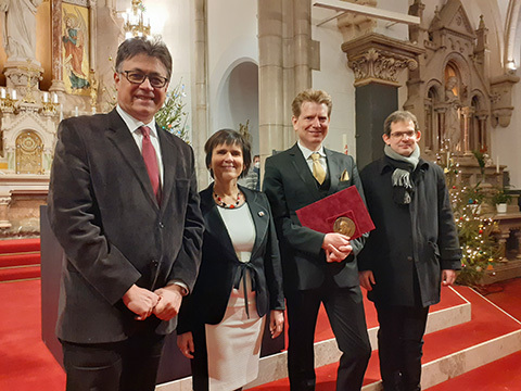 Devich Márton, Gyurkó Csilla, Pad Zoltán és Horváth Márton Levente a Jézus Szíve Templomban, a 2022-es Lajtha-díj átadása után
